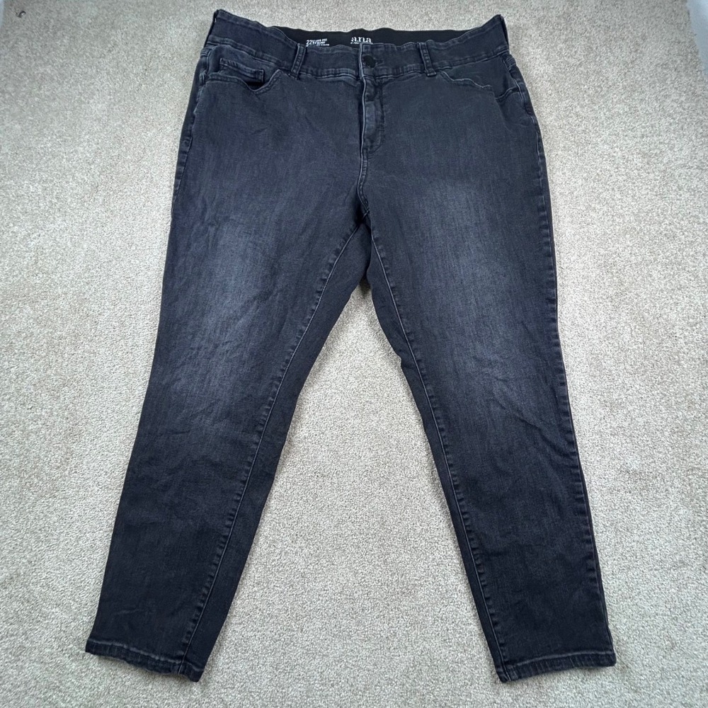 ana A New Approach Womens 22W Short Mid-Rise Skinny Jeans Faded Black Denim